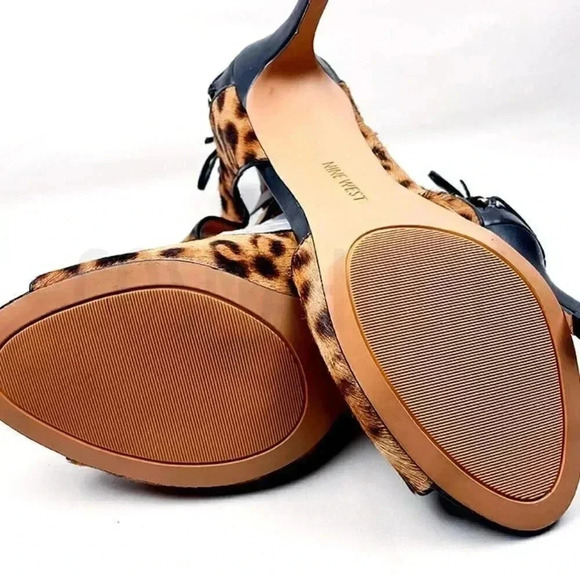 Nine West Cheetah Animal Print Leather High Heel Size 8 - Picture 4 of 6